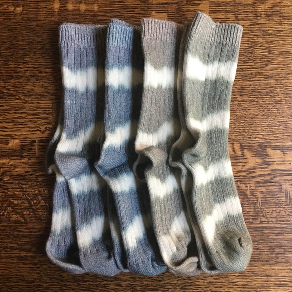 Tie Dye Crew Socks, Striped Neutral Tones
